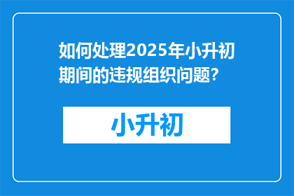 如何处理2025年小升初期间的违规组织问题？