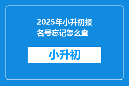 2025年小升初报名号忘记怎么查
