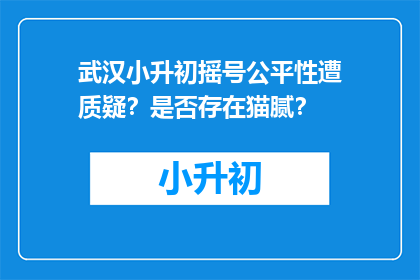 武汉小升初摇号公平性遭质疑？是否存在猫腻？