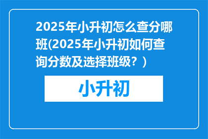 2025年小升初怎么查分哪班(2025年小升初如何查询分数及选择班级？)