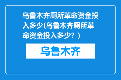 乌鲁木齐厕所革命资金投入多少(乌鲁木齐厕所革命资金投入多少？)