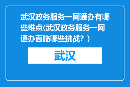 武汉政务服务一网通办有哪些难点(武汉政务服务一网通办面临哪些挑战？)