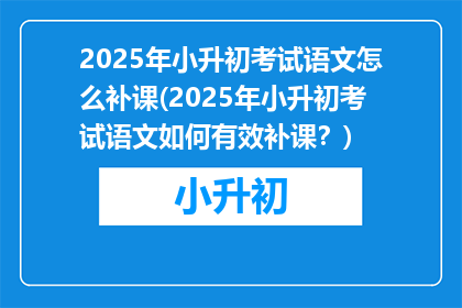 2025年小升初考试语文怎么补课(2025年小升初考试语文如何有效补课？)