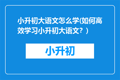小升初大语文怎么学(如何高效学习小升初大语文？)