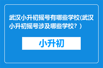 武汉小升初摇号有哪些学校(武汉小升初摇号涉及哪些学校？)