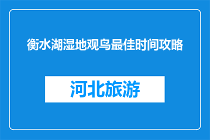衡水湖湿地观鸟最佳时间攻略(最佳时间观鸟衡水湖湿地攻略)