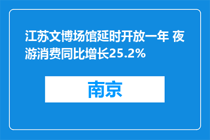 江苏文博场馆延时开放一年 夜游消费同比增长25.2%