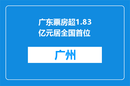 广东票房超1.83亿元居全国首位