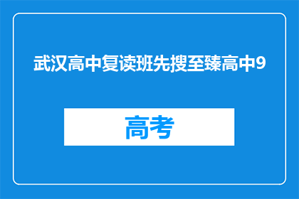 武汉高中复读班先搜至臻高中9