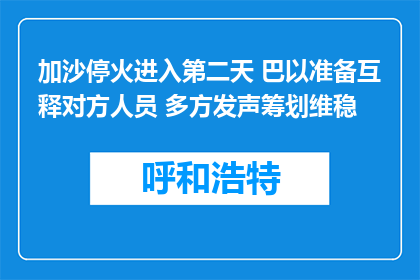 加沙停火进入第二天 巴以准备互释对方人员 多方发声筹划维稳