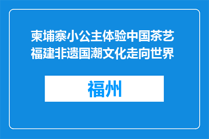 柬埔寨小公主体验中国茶艺 福建非遗国潮文化走向世界