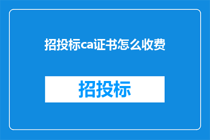 招投标ca证书怎么收费(招投标CA证书的收费标准是多少？)