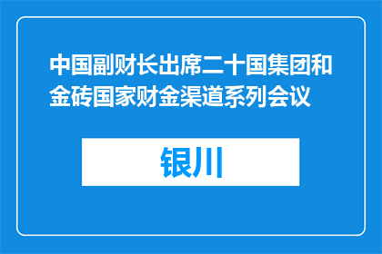 中国副财长出席二十国集团和金砖国家财金渠道系列会议