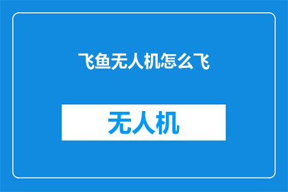 飞鱼无人机怎么飞(如何驾驭飞鱼无人机翱翔天际？)
