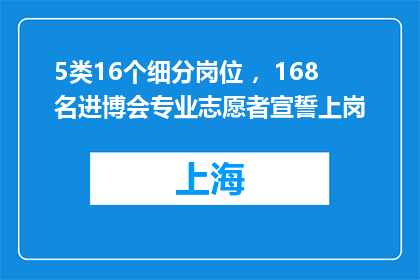 5类16个细分岗位 ，168名进博会专业志愿者宣誓上岗
