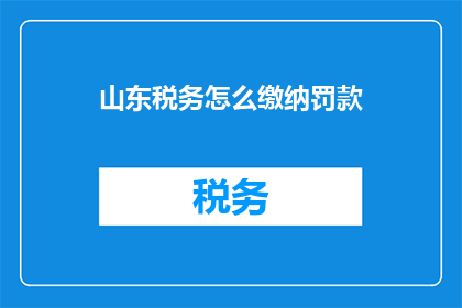 山东税务怎么缴纳罚款