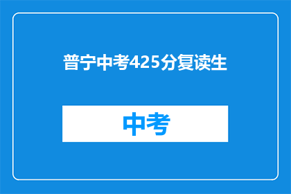 普宁中考425分复读生