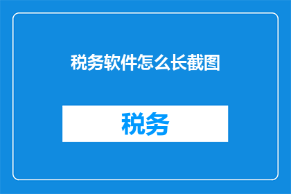 税务软件怎么长截图(如何高效地截取税务软件的长图？)