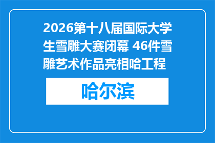 2026第十八届国际大学生雪雕大赛闭幕 46件雪雕艺术作品亮相哈工程
