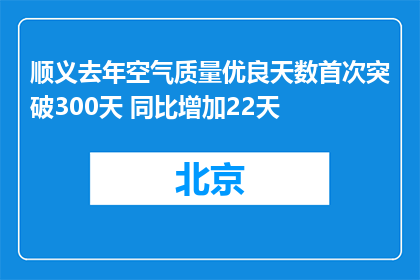 顺义去年空气质量优良天数首次突破300天 同比增加22天