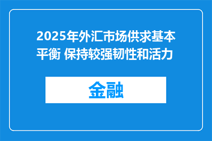 2025年外汇市场供求基本平衡 保持较强韧性和活力