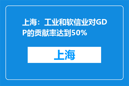上海：工业和软信业对GDP的贡献率达到50%